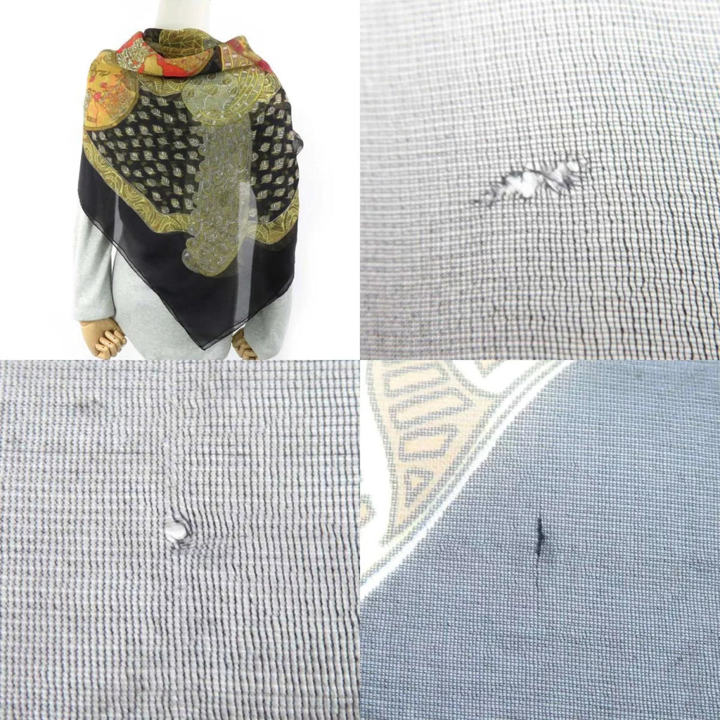 Pre-Owned Hermes HERMES Scarf ART des STEPES Step Art/Estimated Silk Black x Multicolor Unisex (Good)