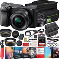 Sony a6400 4K Mirrorless Camera ILCE-6400L/B (Black) with 16-50mm f/3.5-5.6 OSS Lens Kit + 0.43x Wide Angle and 2.2X Telephoto Lens Deco Gear Case Filter Set & Extra Battery Power Editing Bundle