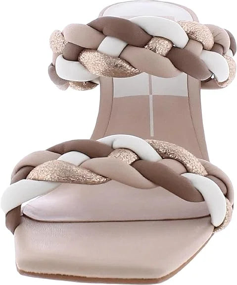 Dolce Vita Paily Natural Multi Stella Braided Straps Slip On Heeled Sandals (Natural Multi Stella; 12)