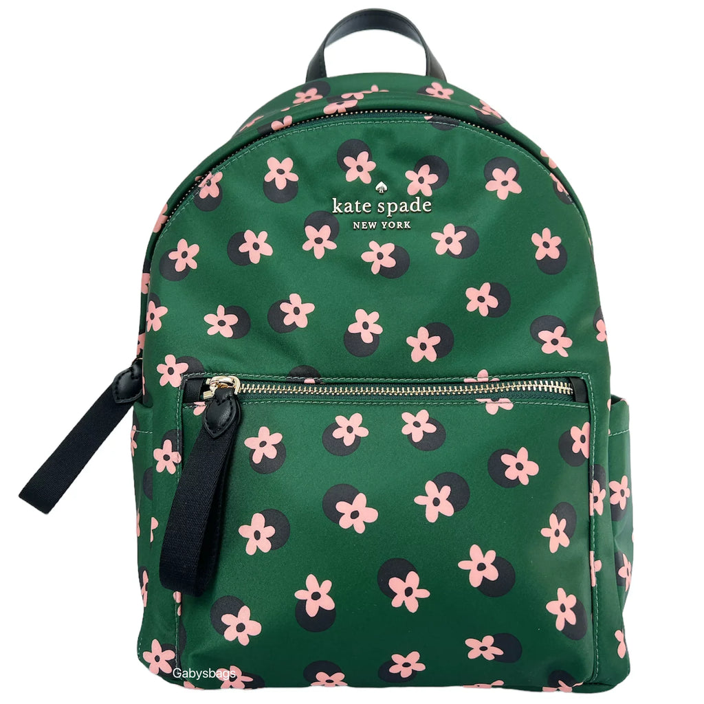 Kate Spade Chelsea Little Better Nylon Backpack Bico Green Multi Daisy Flowers