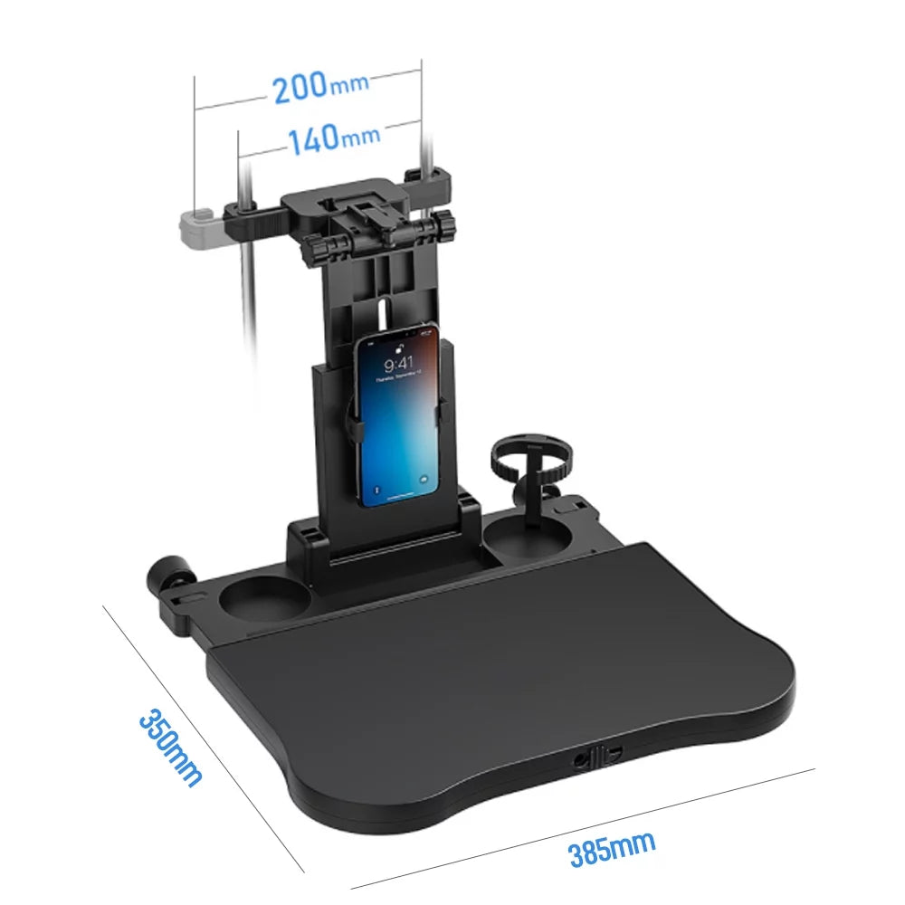Nebublu Adjustable Car Seat Travel Table; Multifunctional Foldable Back Seat Food Tray with Phone Holder， Black