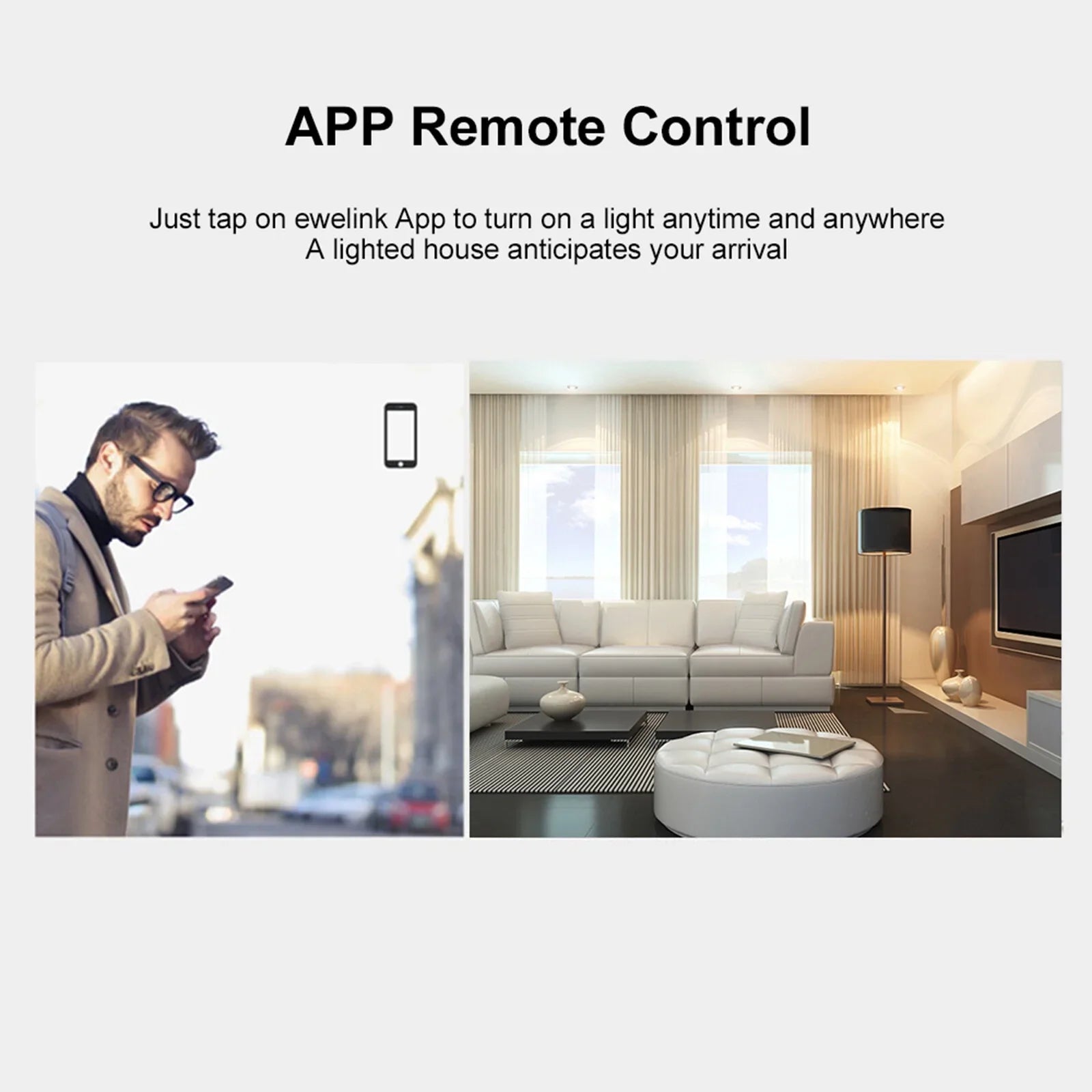 T3US2C-TX 2 Gang Smart WiFi Wall Light Switch 433Mhz RF Remote Control APP/Touch Control Timer US Standard Panel Smart Switch Compatible with Google Home/Nest & Alexa