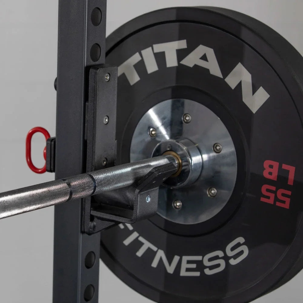 Titan Fitness T-2 Series Roller J-Hooks; UHMW Plastic; J-Hook Style Rack Mounted; 2;000 LB Capacity; Fits 2” x 2” Tubular Steel