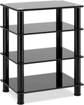 4-Tiers Media Compontent TV Stand Video Tower Tempered Glass Shevles for TV; Gaming Consoles; Media Component; Streaming Device