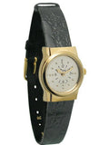 Ladies Gold Tone Quartz Braille Watch with Leather Band