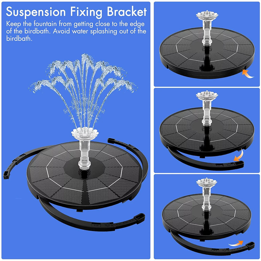 3.5W Solar Fountain Pump for Feature Outdoor DIY Solar Bird Bath Fountain with Multiple Nozzles; Solar Powered Fountain for Garden; Ponds; Fish Tank and Aquarium