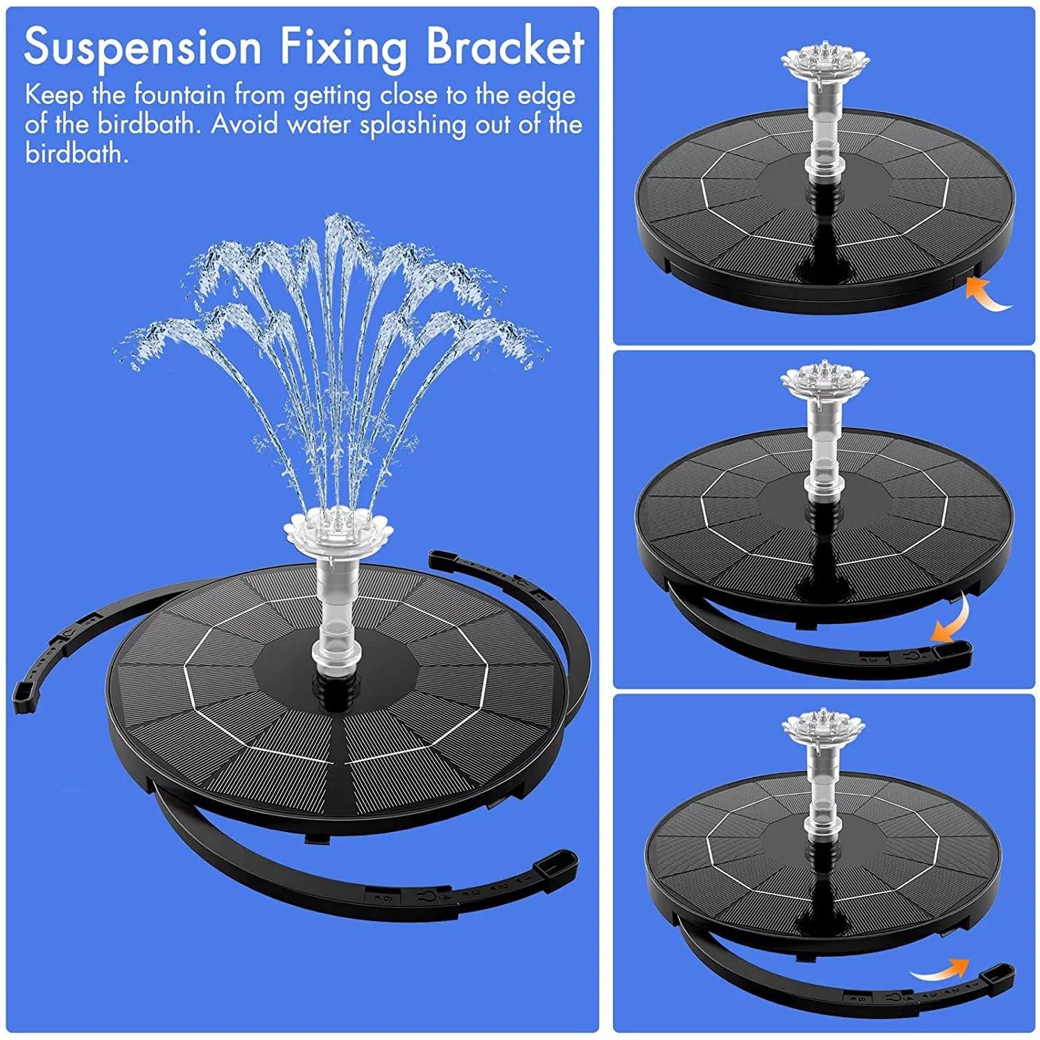 3.5W Solar Fountain Pump for Feature Outdoor DIY Solar Bird Bath Fountain with Multiple Nozzles; Solar Powered Fountain for Garden; Ponds; Fish Tank and Aquarium