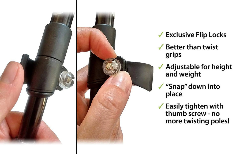 York Nordic Collapsible Trekking & Hiking Poles with Digital Camera Mount; Flip Locks; and Rubber Feet; Pair