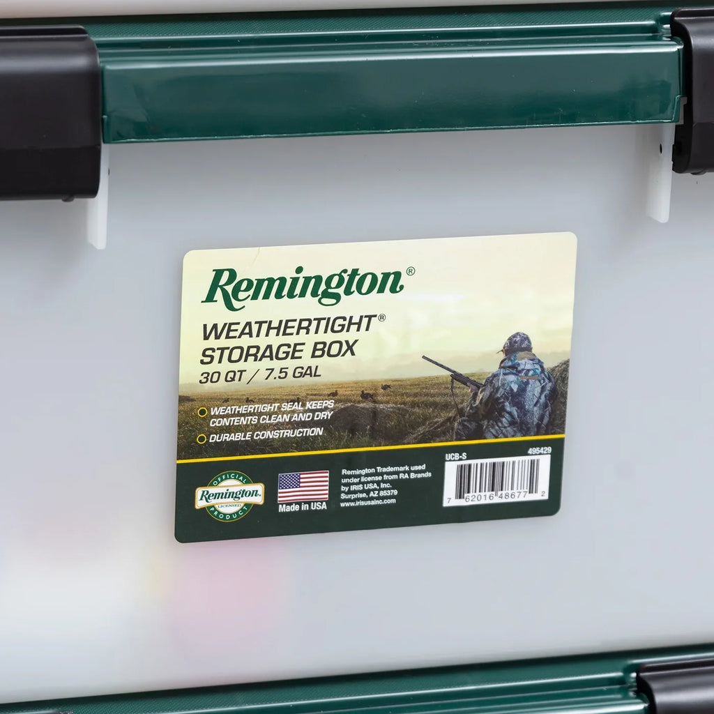 Remington® 30 Quart WeatherPro Gasket Storage Box with Buckles Hunter Green; Set of 6