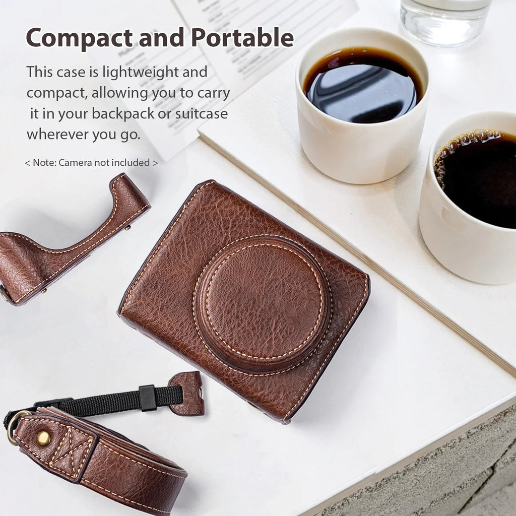 Shinysix Camera Bag;Case Pu Leather Pu Leather Camera Removable Compatible With Leather Camera With