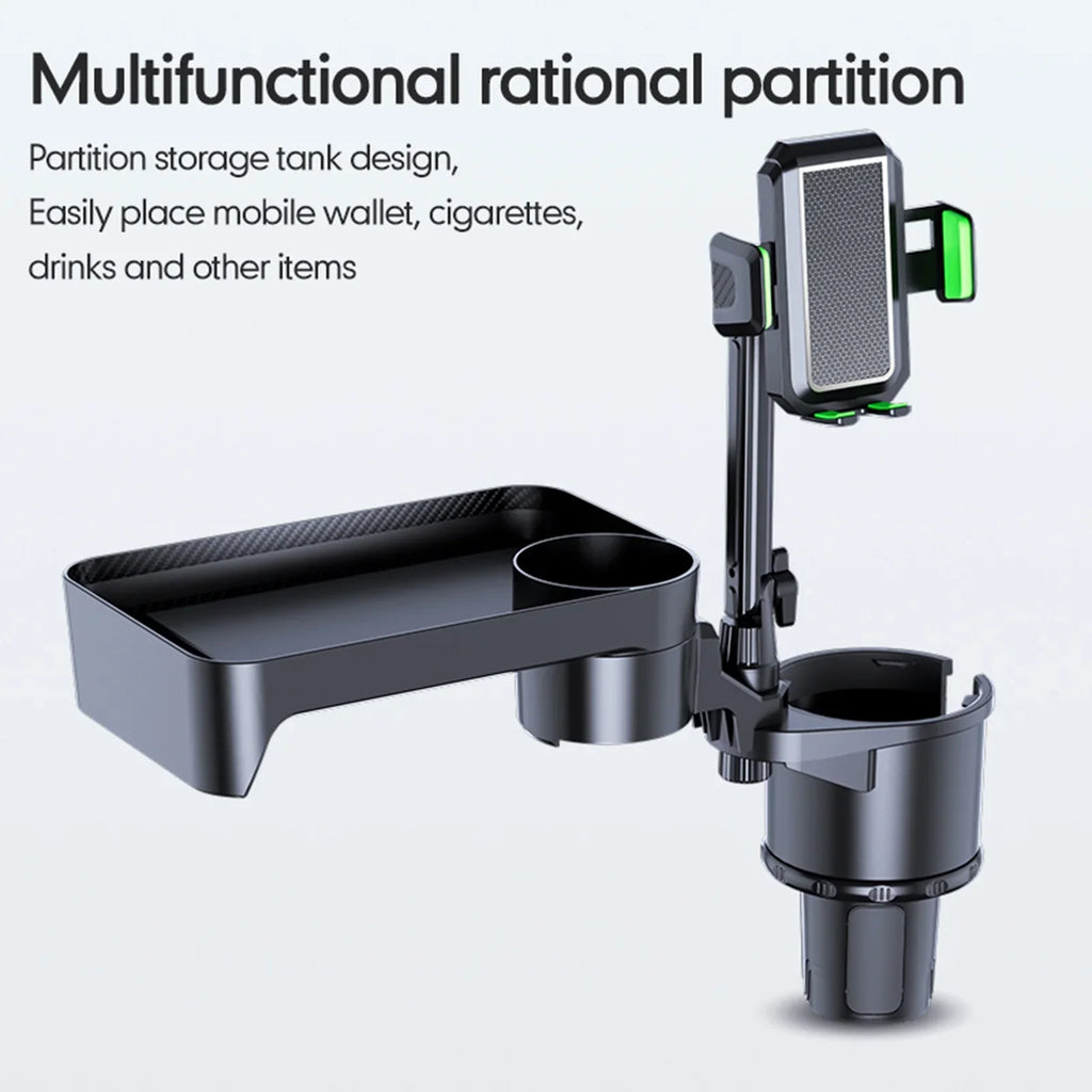 OWSOO Car Cup Holder; Multifunctional Expander with 360° Rotation Tray; Mobile Phone Holder; Adjustable Base; Auto Front Back Seat Organizer; Size S; Convenient for Car Travel