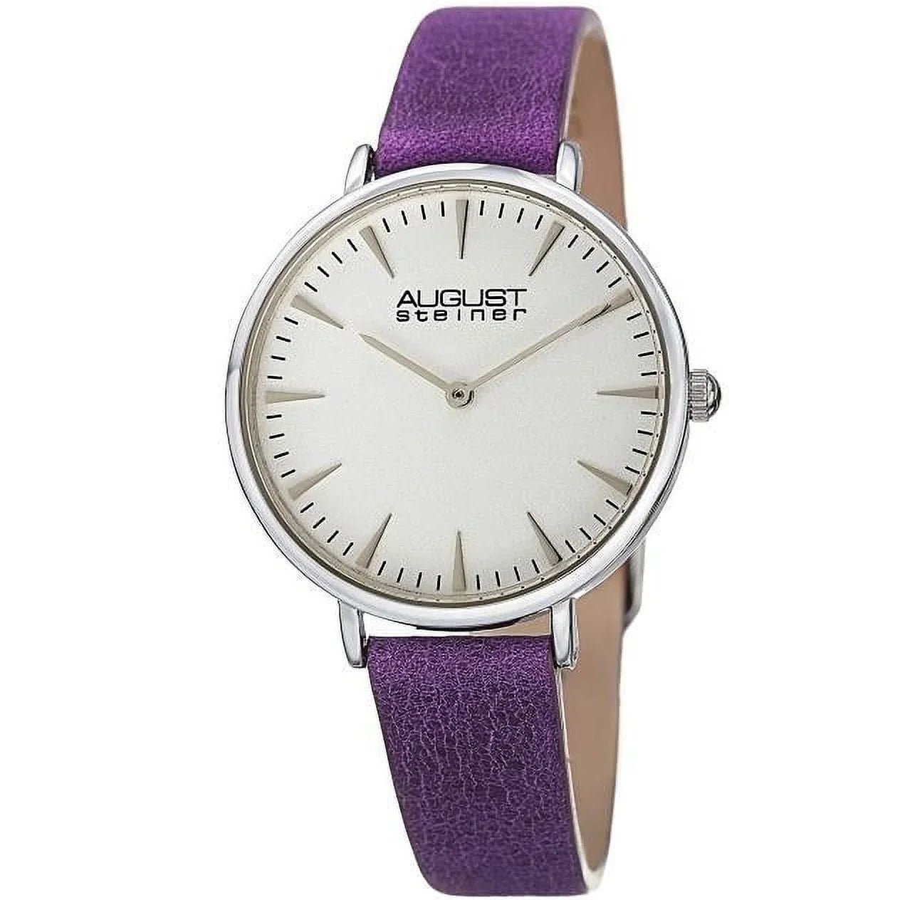 Women's AS8187 Silver-Tone Watch with Purple Leather Band
