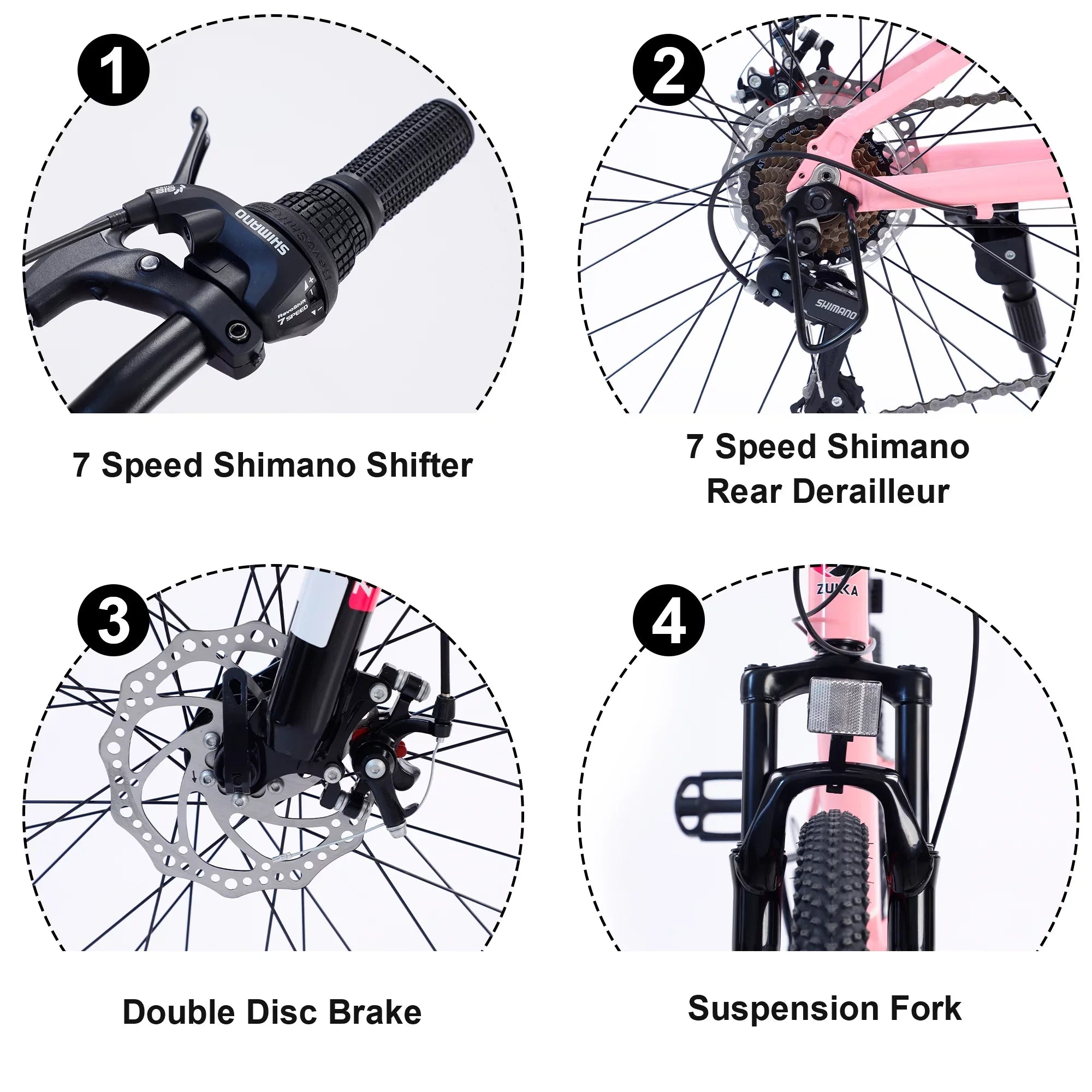 GUTALOR 24-millimeter Mountain Bike for Boys and Girls - 7-Speed; Ideal for Young Riders