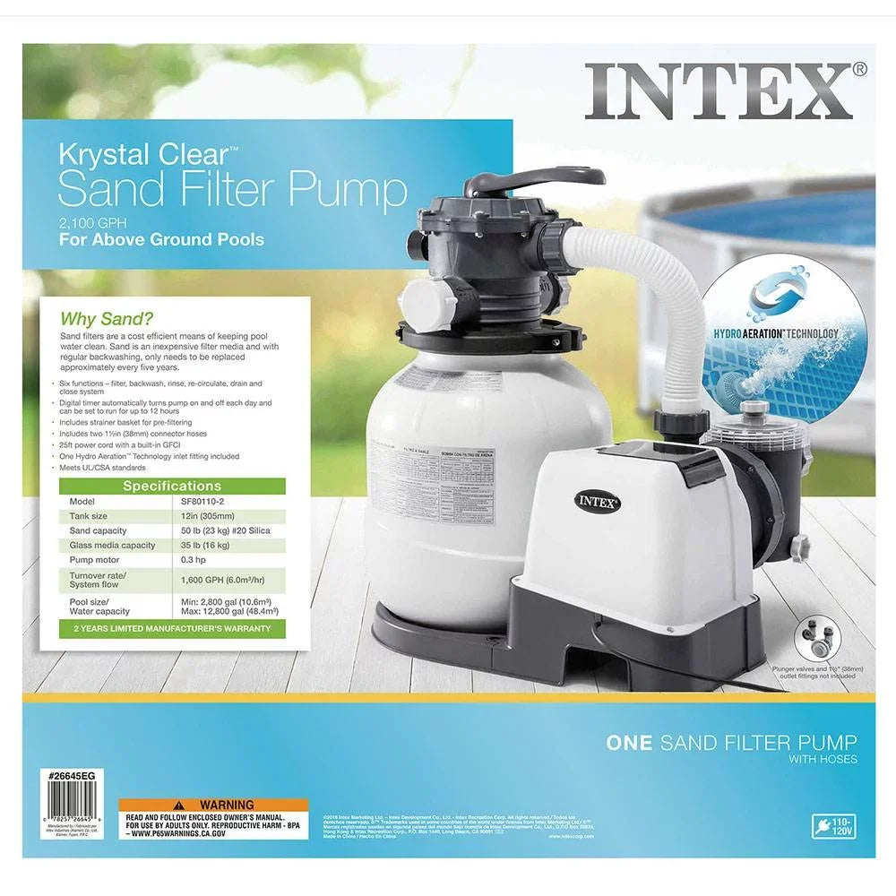Intex 2100 GPH Pool Sand Filter Pump w/Krystal Clear Saltwater System