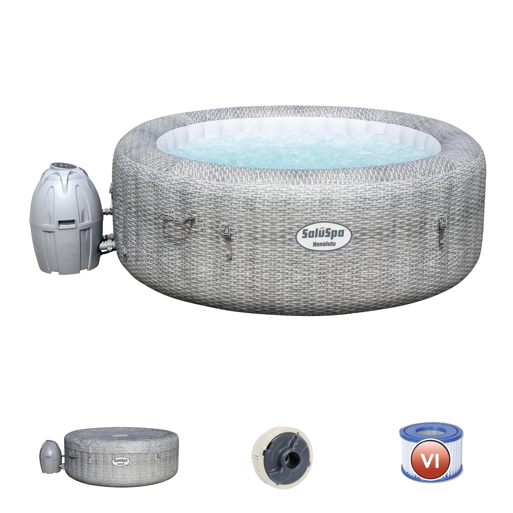 Bestway SaluSpa AirJet Inflatable Hot Tub and Intex PureSpa Removable Seat