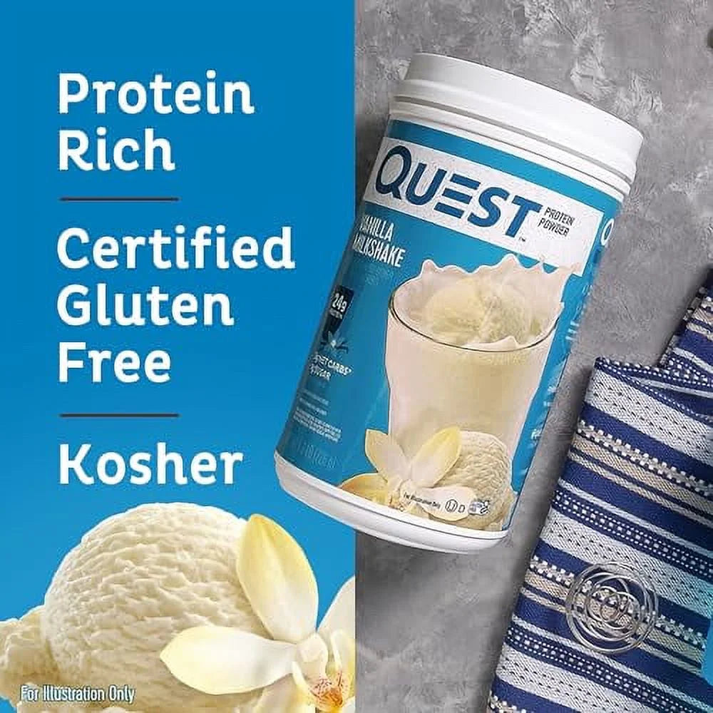 Quest Protein Powder; Vanilla Milkshake; 24g Protein; 1.6 lb.; 25.6 oz