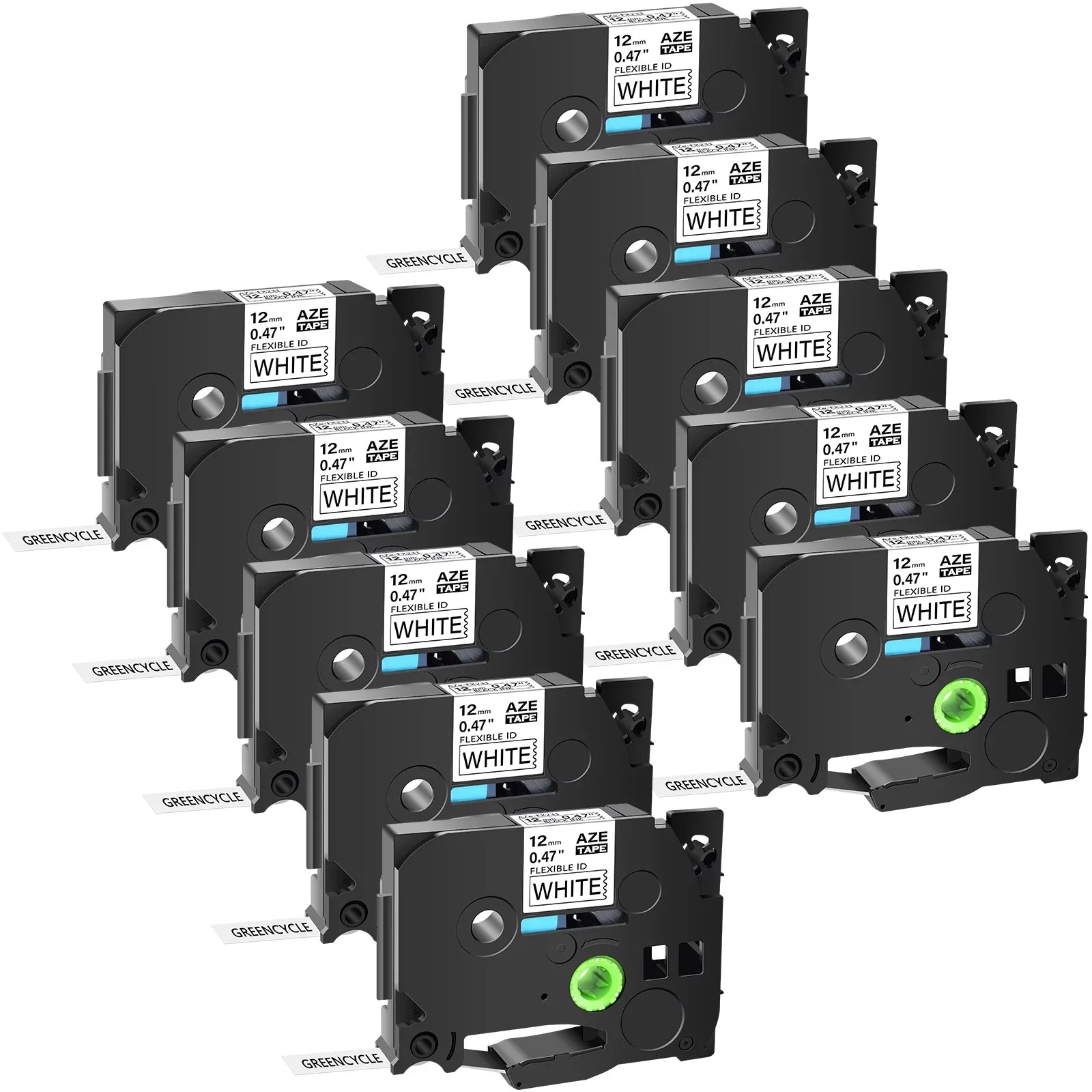 GREENCYCLE 10PK Compatible for Brother P-touch Black on White Flexible ID Cable Wire Label Tape 12mm 8m TZ TZe TZe-FX231 TZ-FX231 TZe-231 TZ-231 use in PT-D210 H110 H100 D400 D600 Label Maker