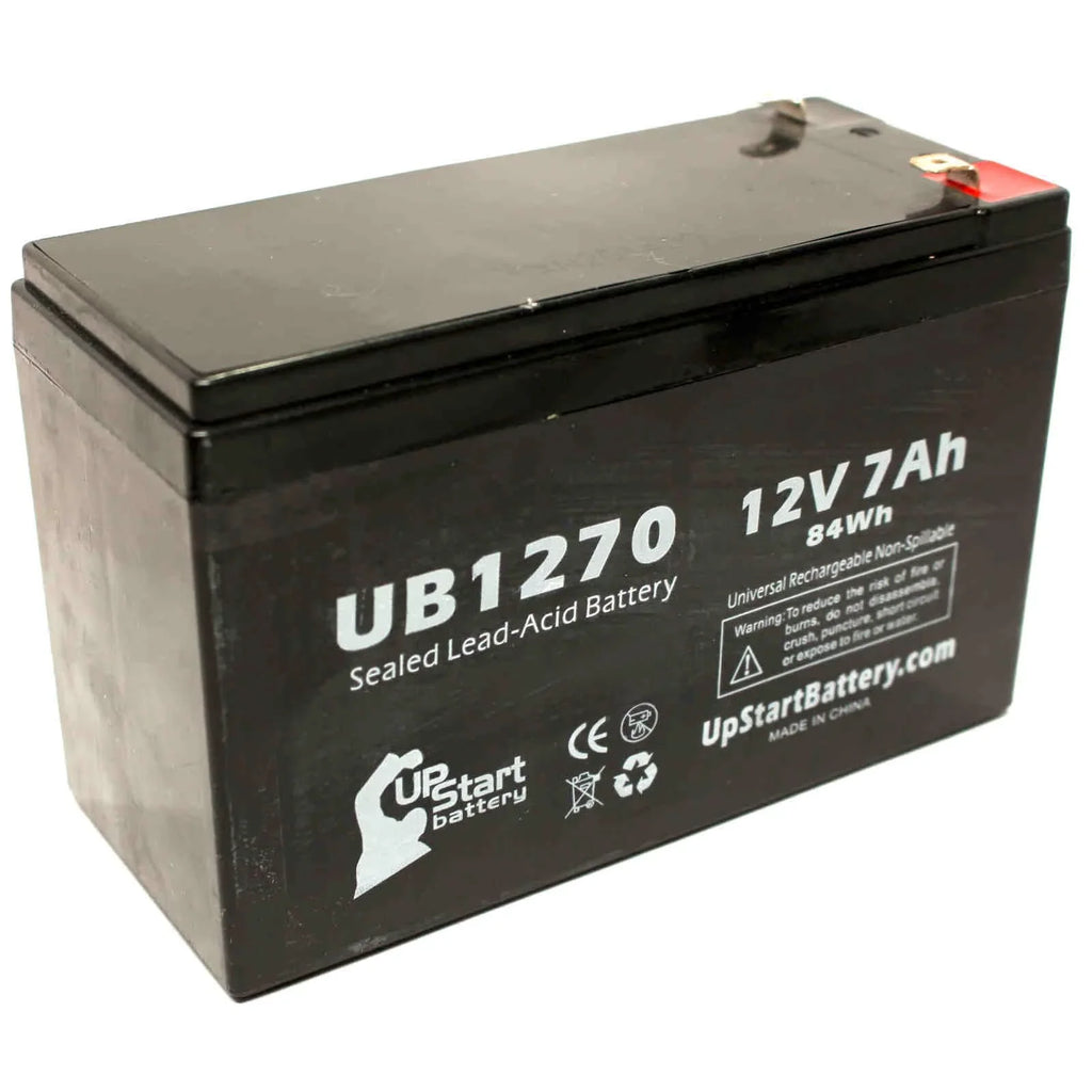 2x Pack - Compatible Upsonic PCM200VR Battery - Replacement UB1270 Universal Sealed Lead Acid Battery (12V; 7Ah; 7000mAh; F1 Terminal; AGM; SLA) - Includes 4 F1 to F2 Terminal Adapters