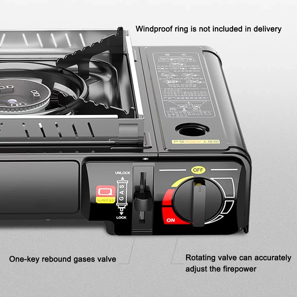 Portable 2.9KW Cassette Butane Stove with Piezo Ignition - Ideal for Outdoor Cooking; Camping; Picnics; Backpacking; Hiking; and Barbecues