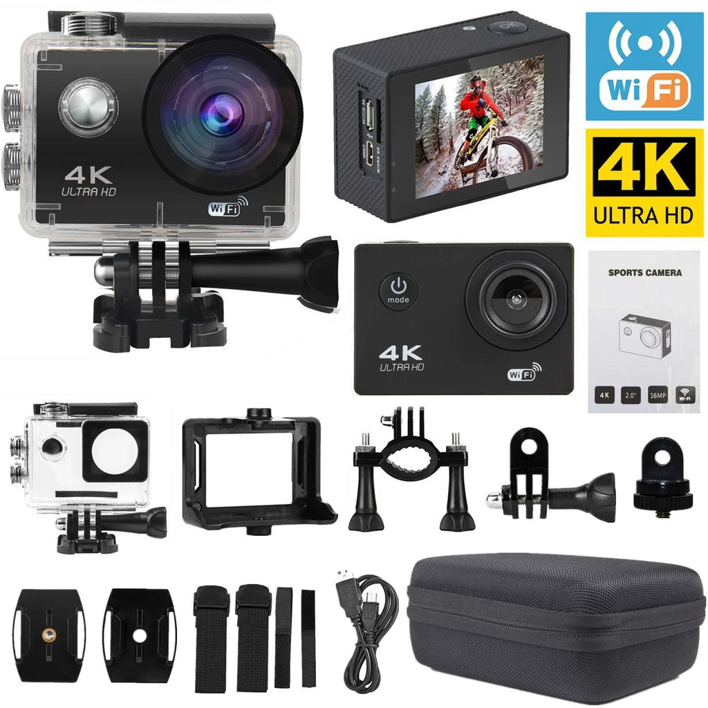 Action Camera HD 1080P Sports Camera Under 30M Fluidproof; TF Card; Battery; Carry Case Included