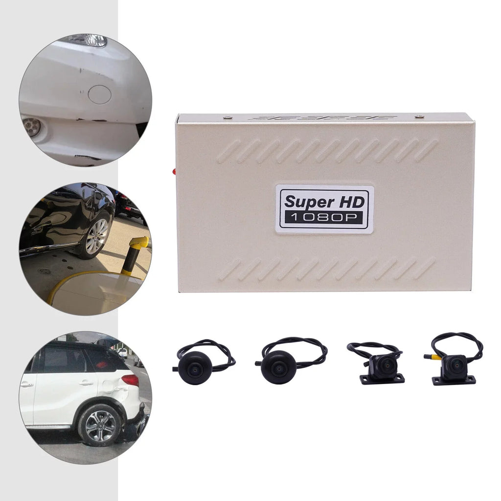 ZhdnBhnos 360° Bird View Panoramic System Rear View 4-Camera Kit 1080P Car DVR Recording Night Vision Recorder