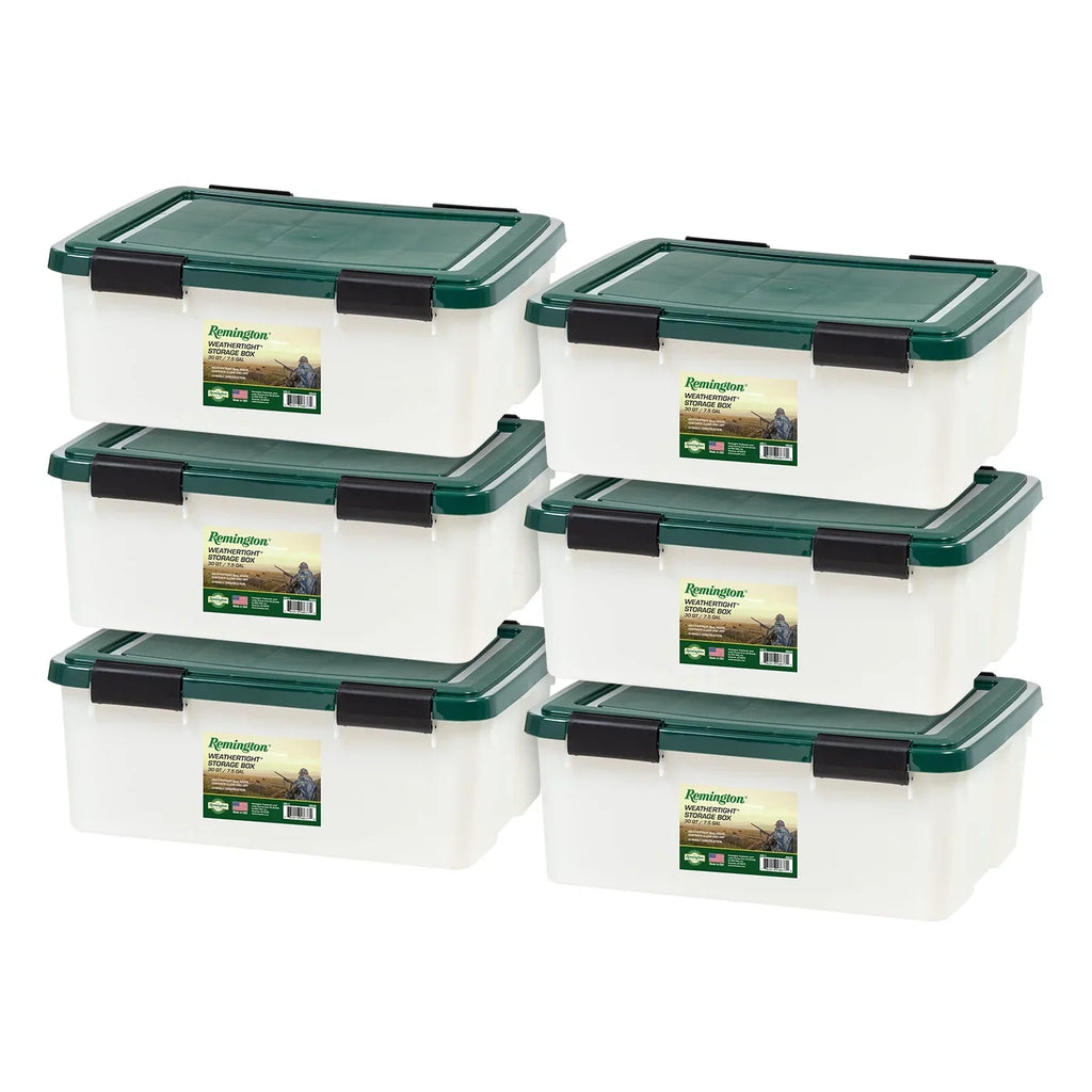 Remington® 30 Quart WeatherPro Gasket Storage Box with Buckles Hunter Green; Set of 6