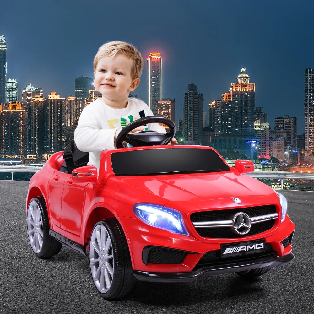 6V Licensed Mercedes Benz AMG Powered Vehicle; Kid Ride on Car with Parental Remote Control ;MP3 Player Headlights Opening Doors for Children 3-8; Red