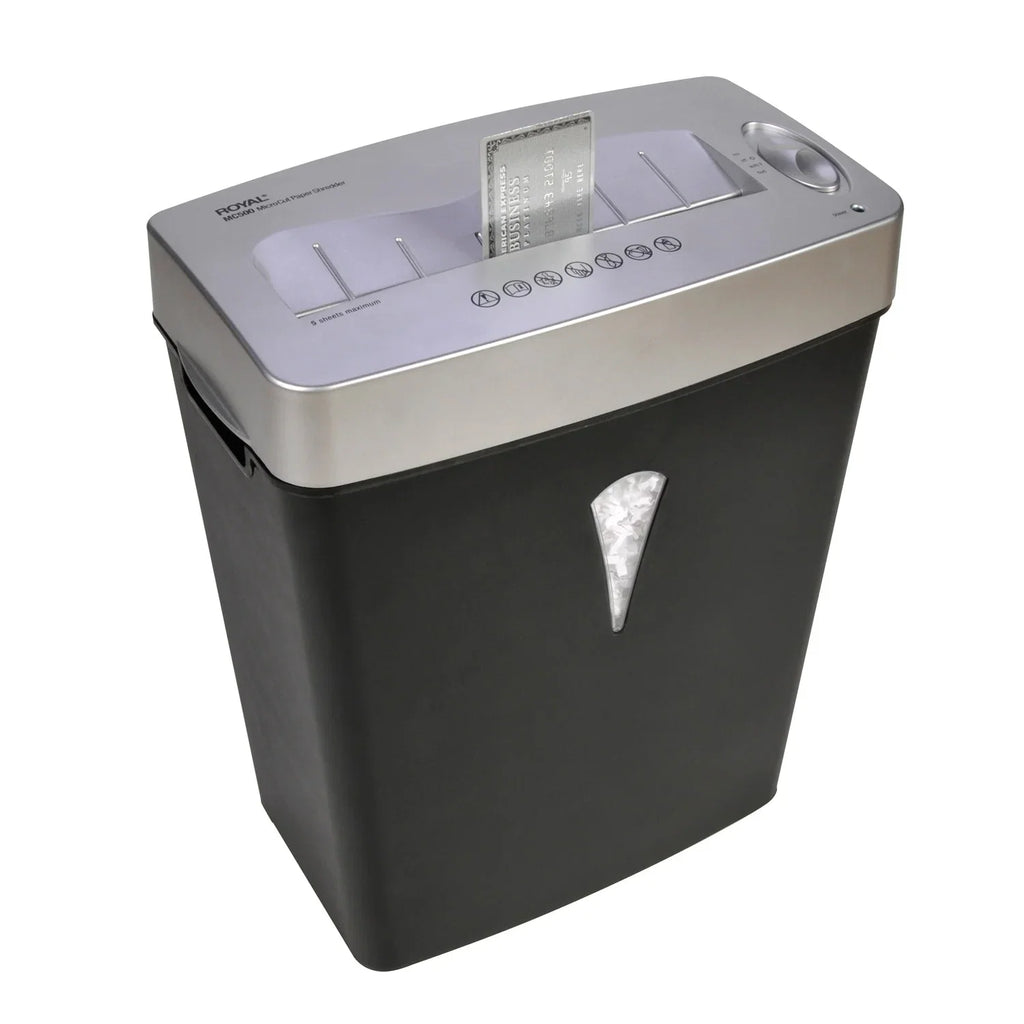 Royal MC500 Paper Shredder - Micro Cut - 5 Per Pass - for shredding Paper; Credit Card - 0.157" x 0.394" Shred Size - 4 gal Wastebin Capacity - Black; Silver