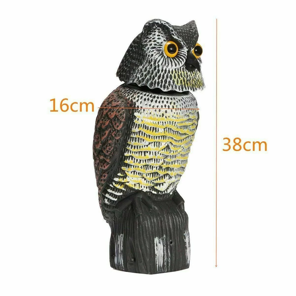Owl Decoy 360 Rotate Head to Scare Birds; Scarecrow Owl Decoy Statue Realistic Scary Sounds & Shadow Fake Owl Outdoor Pest Bird Deterrent for Patio Yard Garden Protector