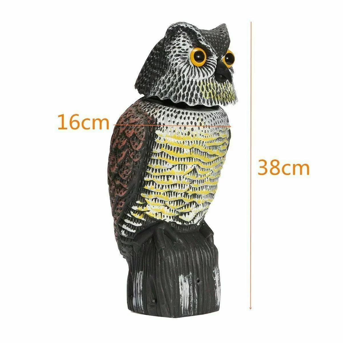 Owl Decoy 360 Rotate Head to Scare Birds; Scarecrow Owl Decoy Statue Realistic Scary Sounds & Shadow Fake Owl Outdoor Pest Bird Deterrent for Patio Yard Garden Protector