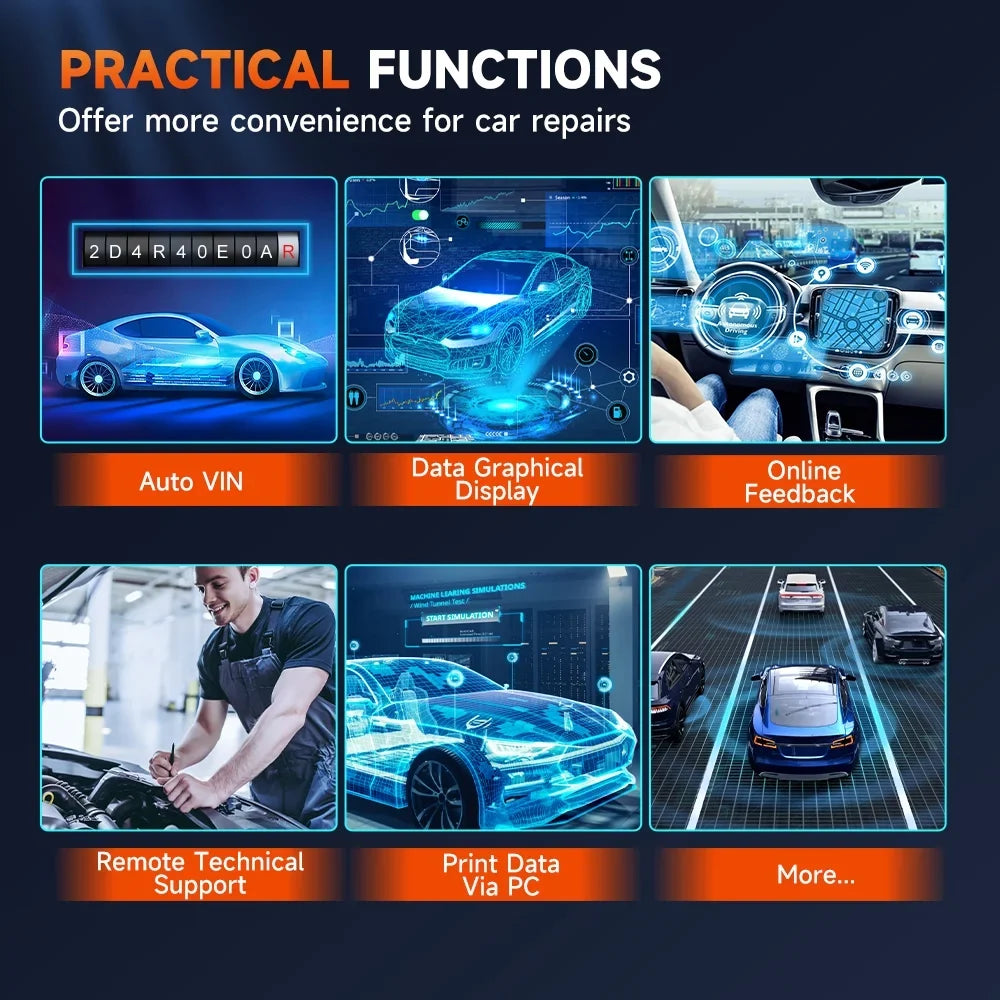 Foxwell GT60 Wireless Bluetooth Automotive Bi-directional Diagnostic Scanner 24+ Maintenance Services Full System OBD2 Scanner Code Reader for 12V Cars; EOBD OBD Scan Tool Vehicle Analyzer with Bag