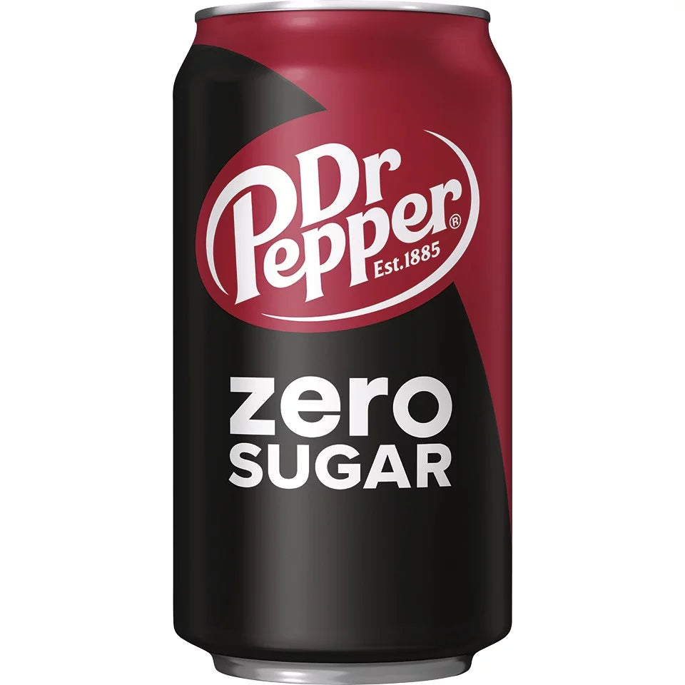 Dr Pepper Zero Sugar Soda Pop; 12 fl oz; 24 Pack Cans