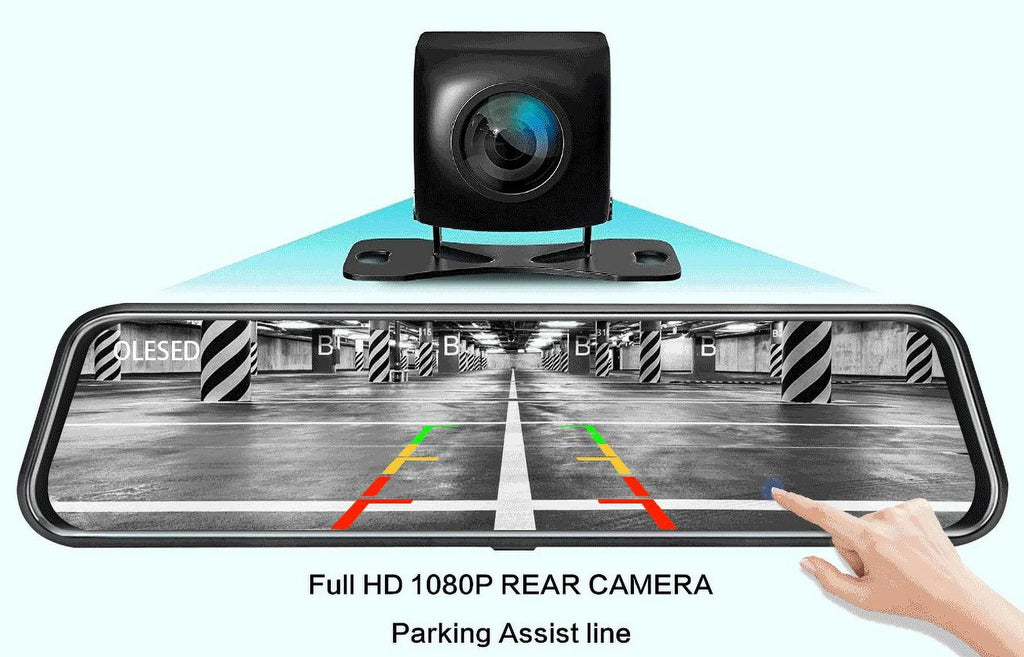 10-inch Touch Mirror Car Camera Dashcam; 1080P FHD Full Touch Screen Front and Rear View; Super Night Vision Parking Assistance; Camera for Cars Loop Recording Streaming Media 170°Wide Angle