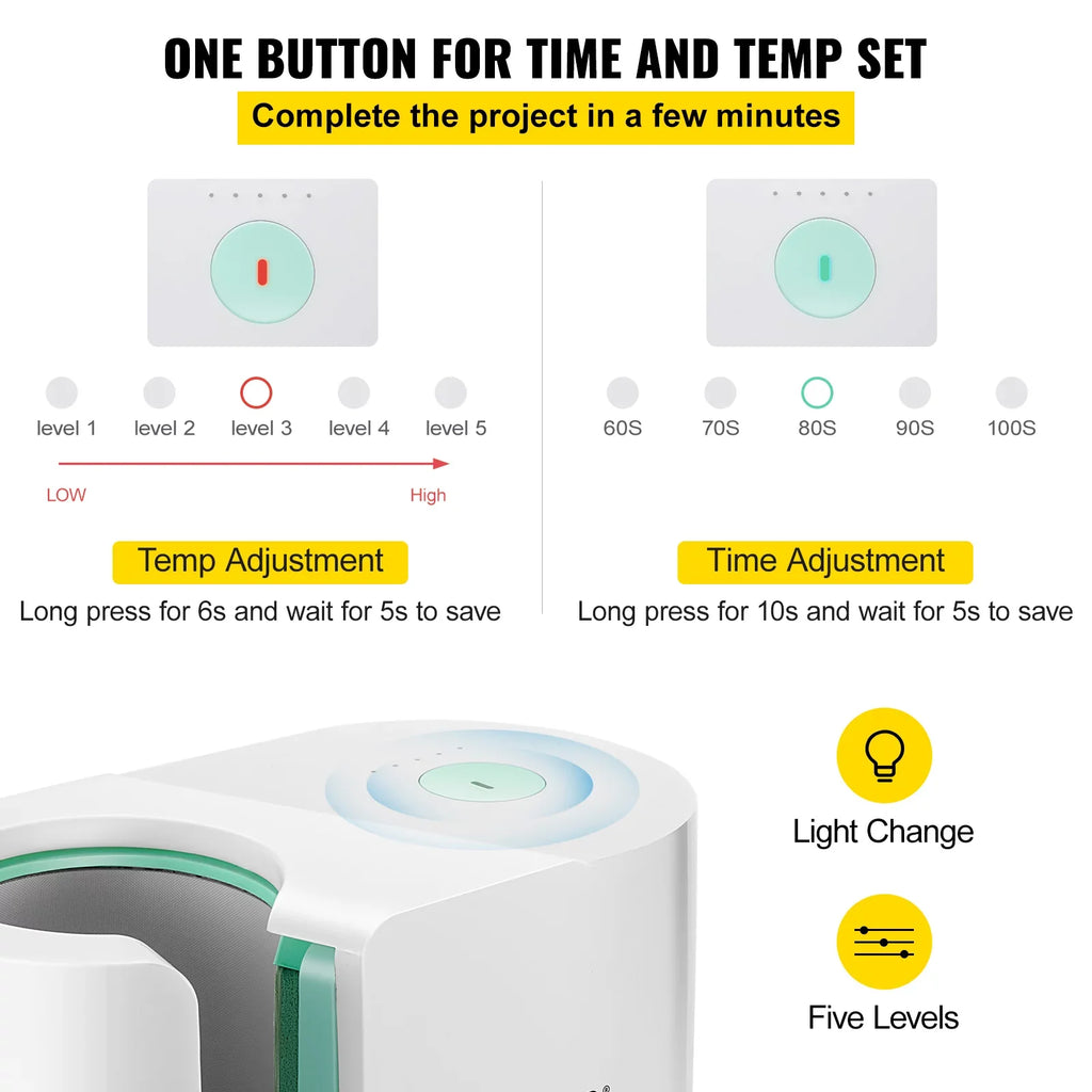 BENTISM Mug Press Device; Automatic Mug Heat Press 11-15oz; One-touch Setting; Cup Transfer Sublimation Portable Coffee Presser; Pro Easy Mug Press Device DIY Printing
