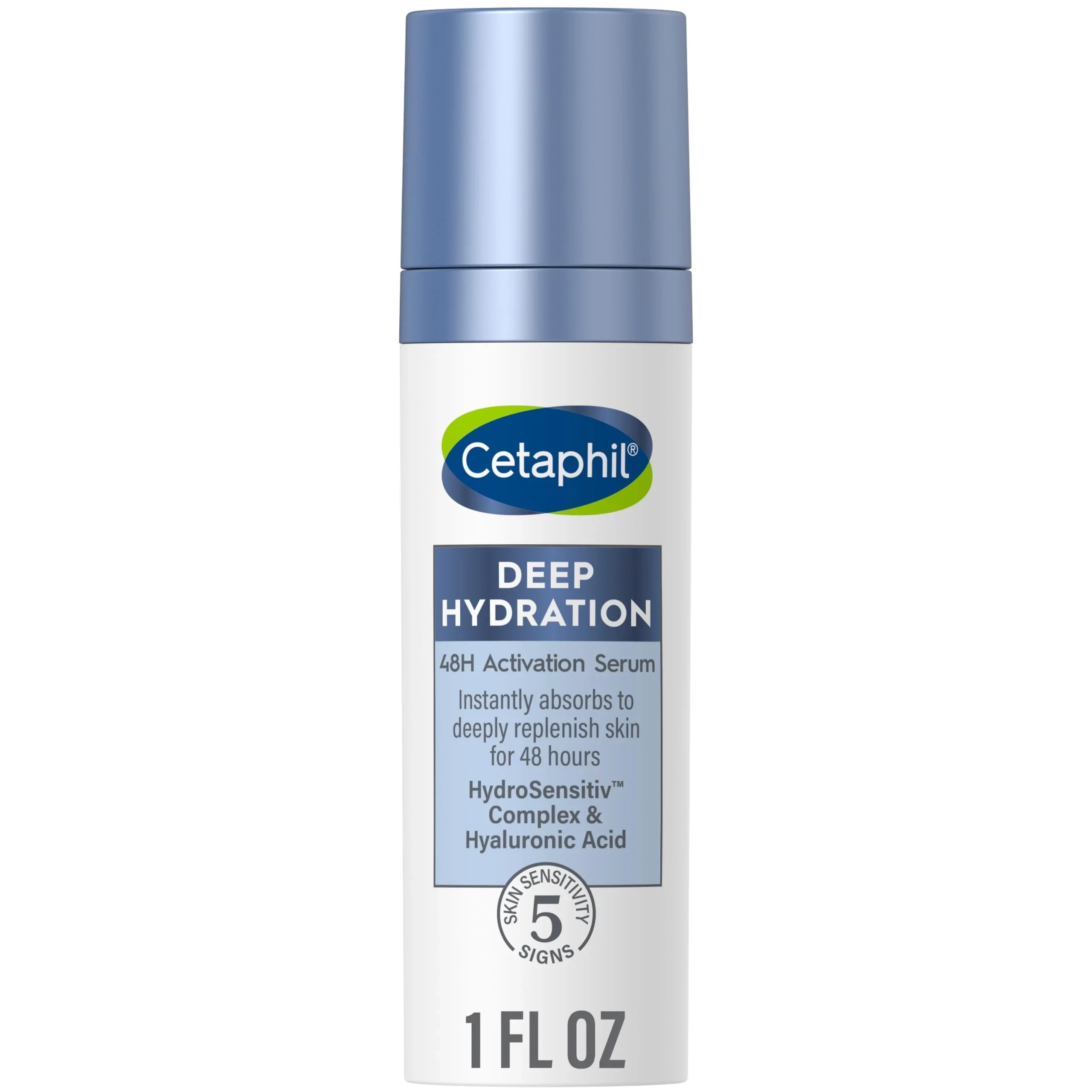 Cetaphil Deep Hydration Fragrance Free 48 Hour Activation Serum; 1 Fl Oz; 48Hr Dry Skin Face Moisturizer For Sensitive Skin; With Hyaluronic Acid; Vitamin E & B5; Dermatologist Recommended