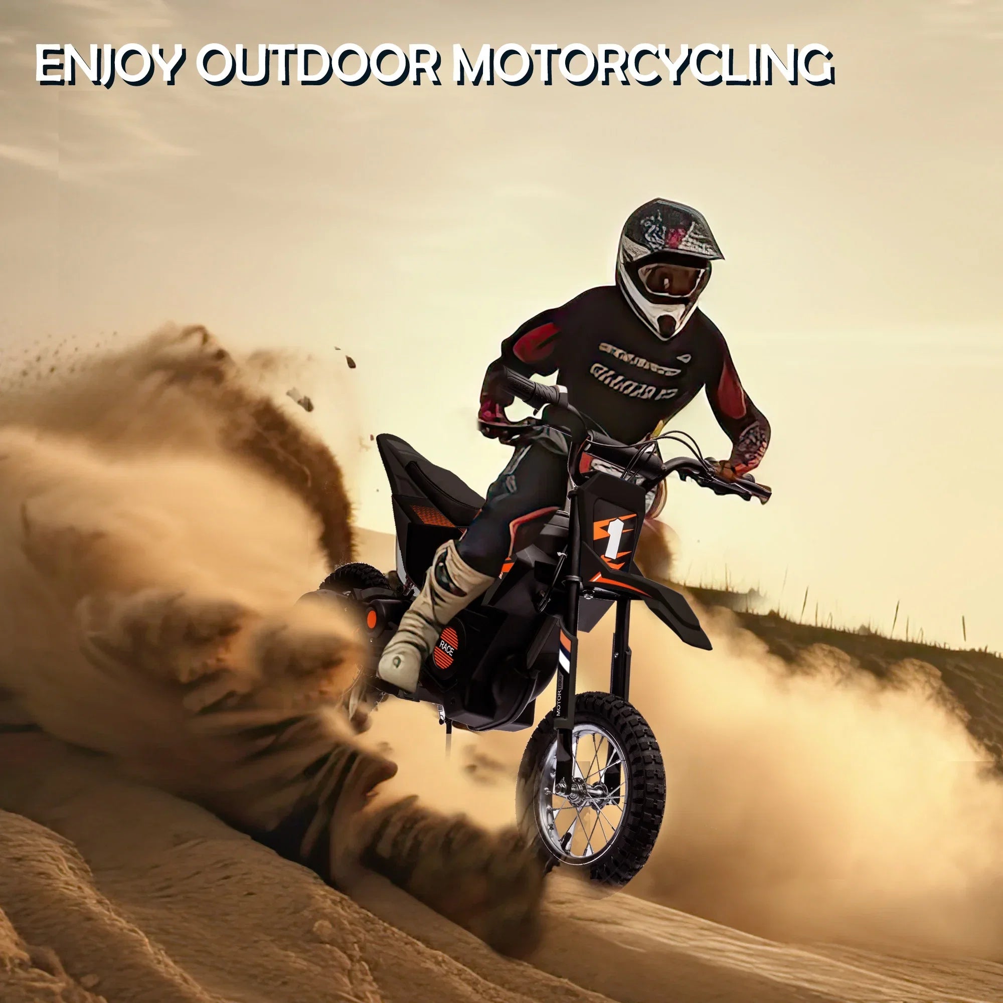 JoyWheels 24V Current-activated Child Dirt Bike; Toy Motorcycle Boys Motor Bike; Ages 13 Years +; 13mph; Black