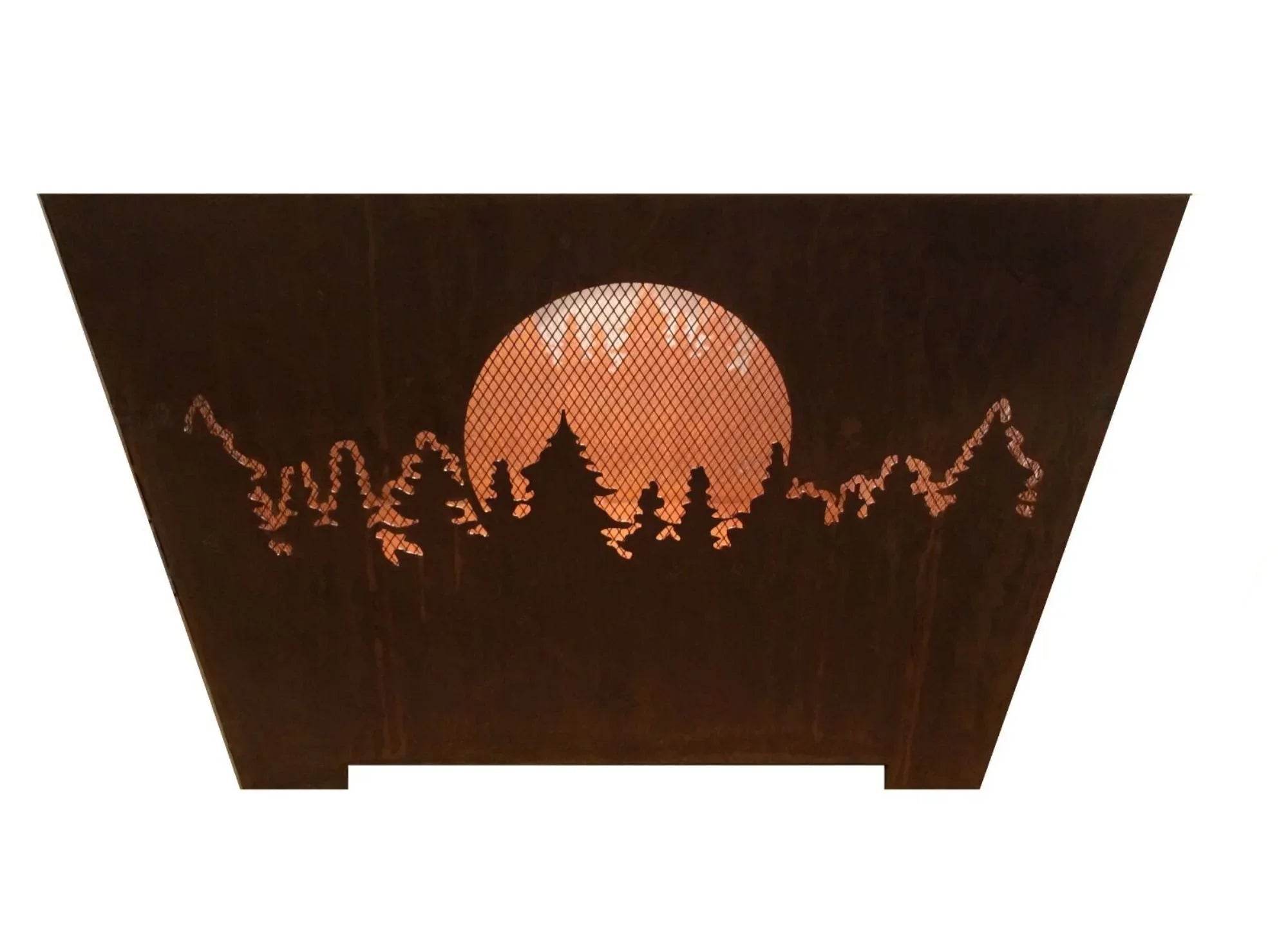 Esschert Design 24" Brown Rustic Finish Forest and Moon Square Outdoor Fire Basket