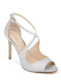 Jewel Badgley Mischka Womens Jonna Glitter Ankle strap D'Orsay Heels