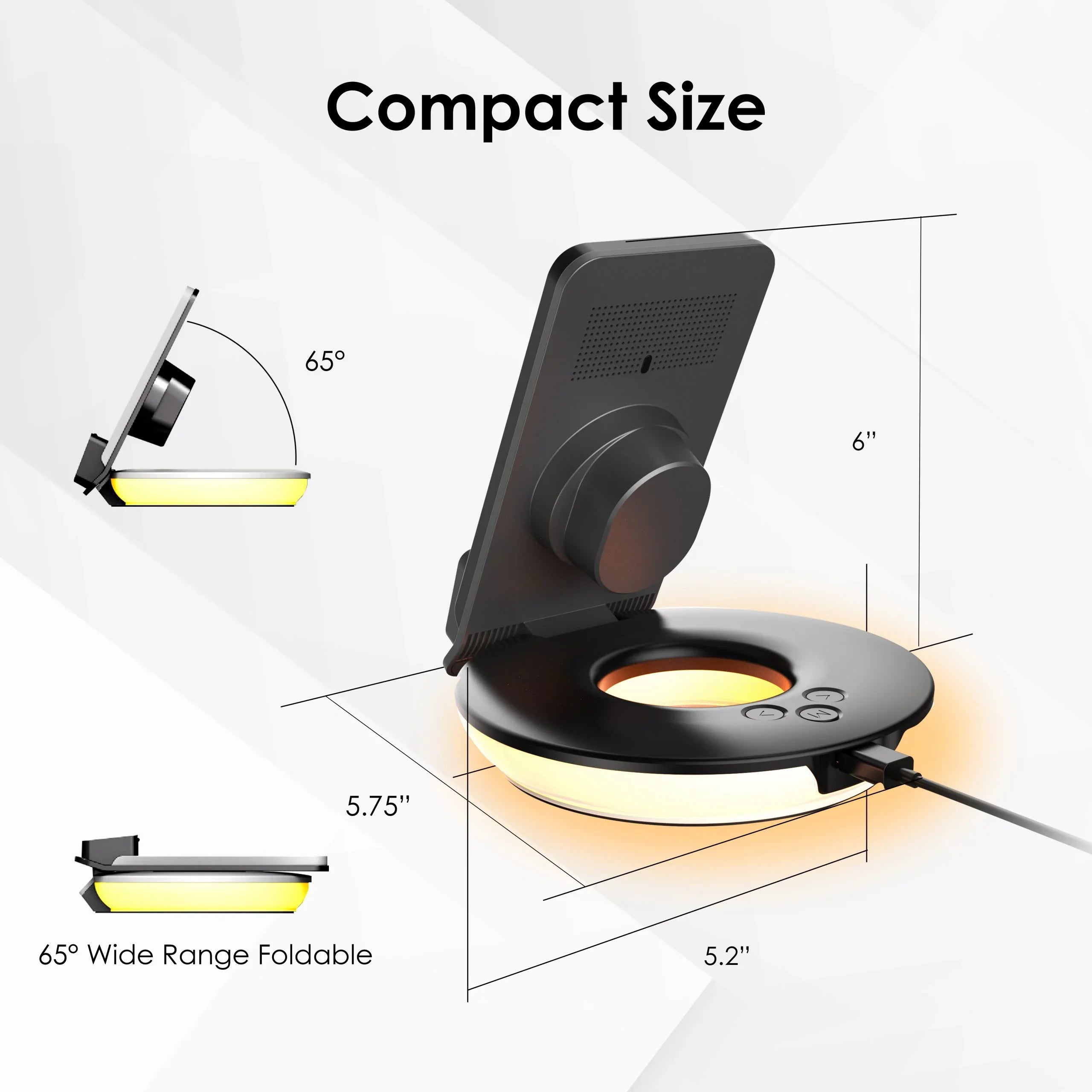 Rexing RS7 3-in-1 Wireless Charging Station; Touch Control; Table-Desk Lamps - Black