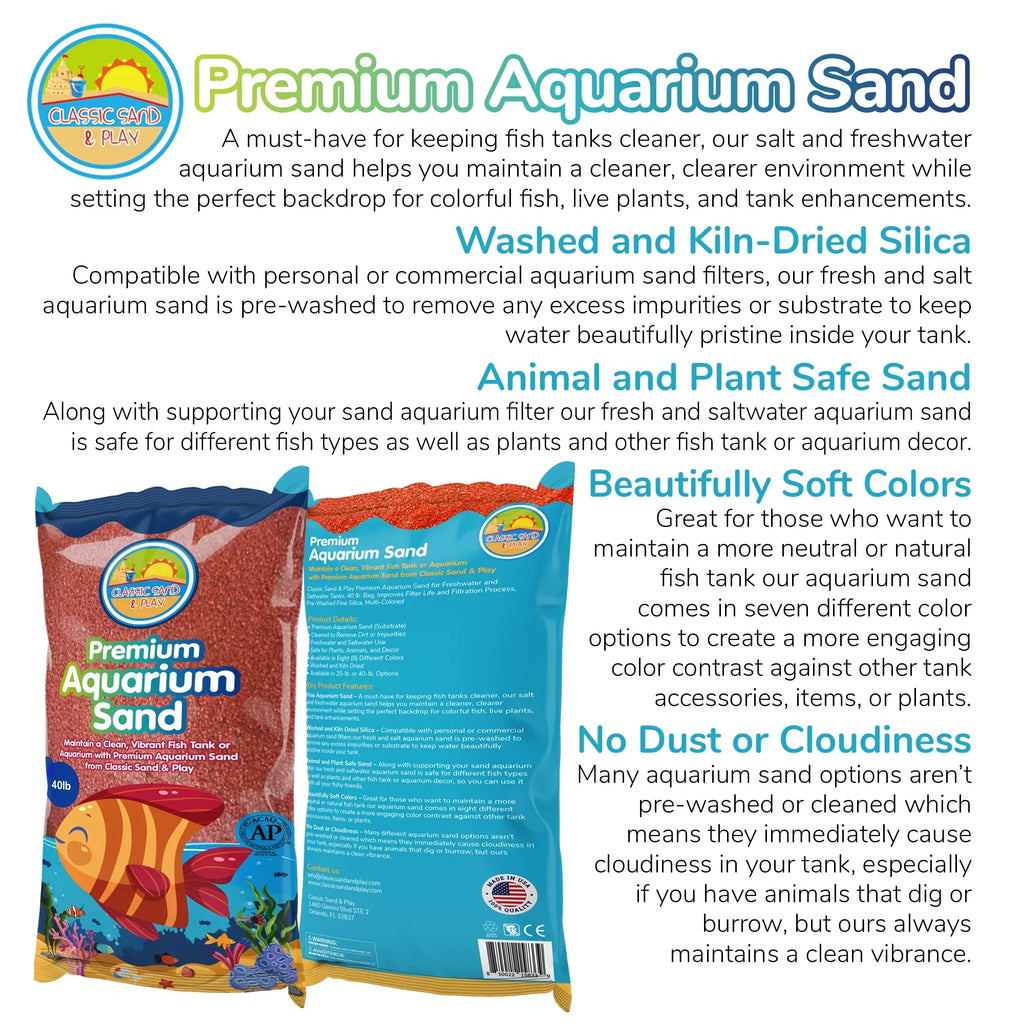 CLASSIC SAND & PLAY Natural Aquarium Sand for Freshwater and Saltwater Tanks; 40 lb. Orange