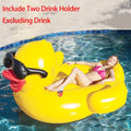 1pc Big Yellow Duck Floating Raft; Inflatable Toy With Two Beverage Holders