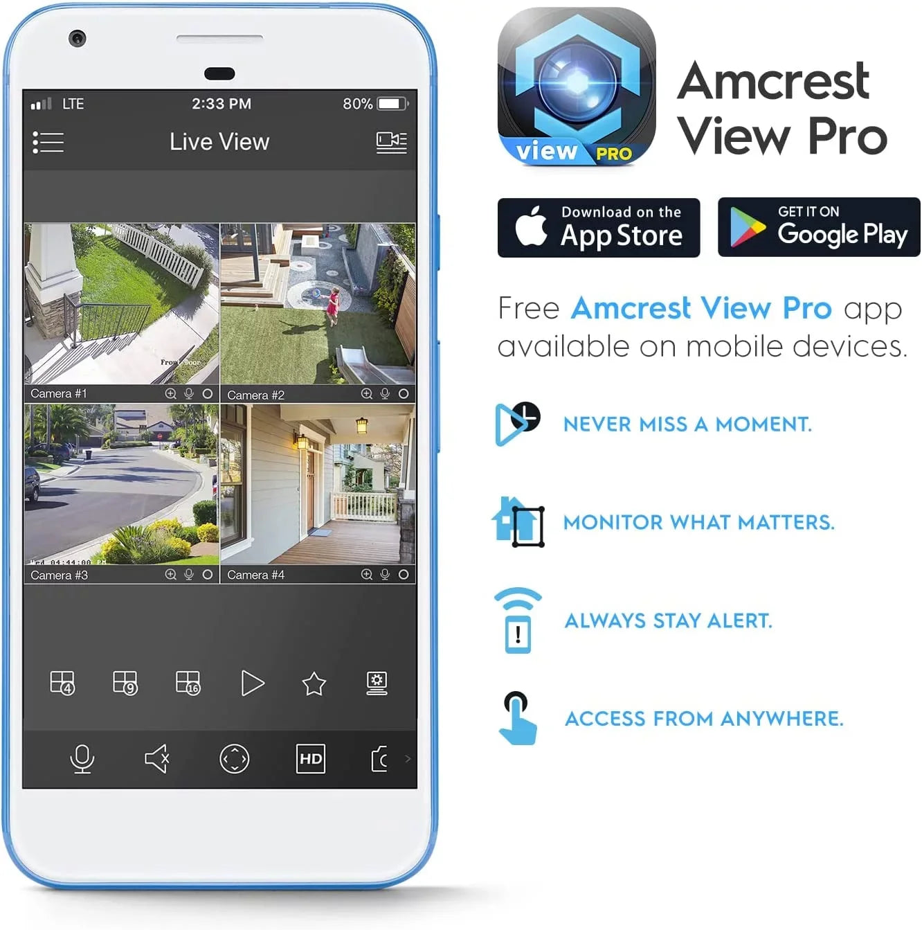 Amcrest 4K IP PoE AI Camera UltraHD 8MP Security Outdoor Camera; FOV 129°; 49ft Color Nightvision; Human & Vehicle Detection; IP67 Weatherproof; 4K (3840x2160) @15fps; Black; IP8M-2796EB-AI