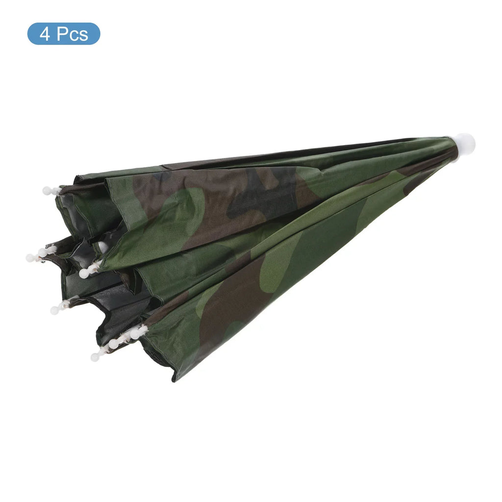 Uxcell 20" Fishing Umbrella Hat Folding Sun Rain Cap Head Umbrella Camo 4 Pack
