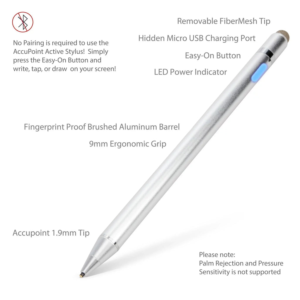 Lenovo C330 Convertible 2-in-1 Chromebook (11.6") Stylus Pen; BoxWave [AccuPoint Active Stylus] Electronic Stylus with Ultra Fine Tip - Metallic Silver