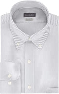Van Heusen Mens Dress Shirt Regular Fit Pinpoint Stripe 16.5 Neck 34-35 Sleeve Iced Grey