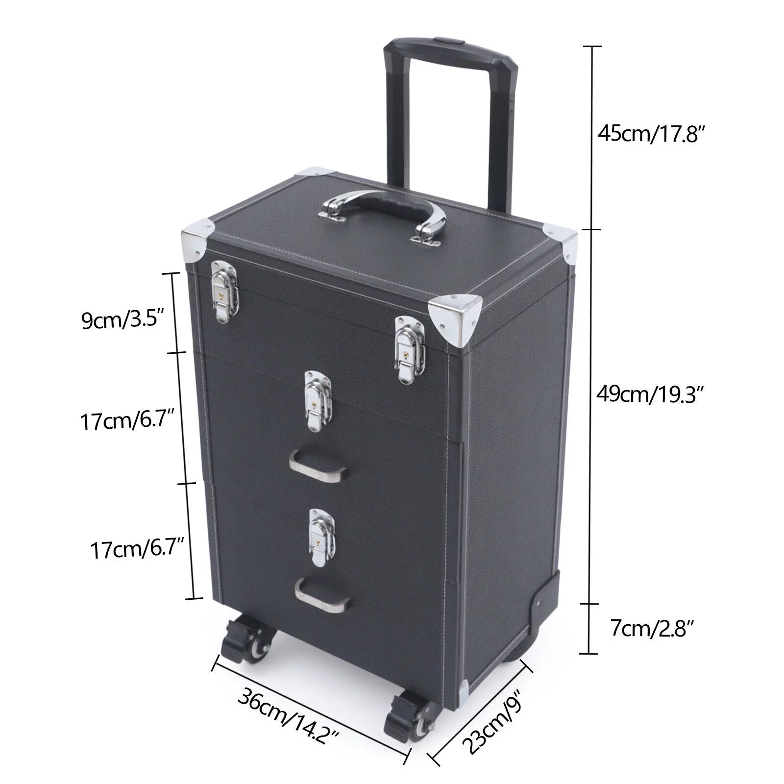 DENEST Nail Polish Storage box Travel Makeup Rolling Organizer Cosmetics Train Case with Wheels
