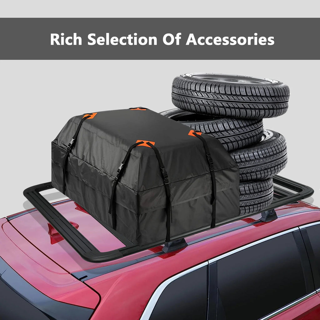 67"x52" Aluminum Car Roof Platform; Universal Rooftop Cargo Carrier System Max 660lbs Load; Black Fits for SUV Truck Cars