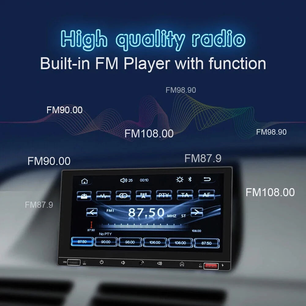KingFurt 7" Double Din Car Stereo with Apple Carplay & Android Auto Play MP5 Camera HD Screen; FM Radio; Mirror Link