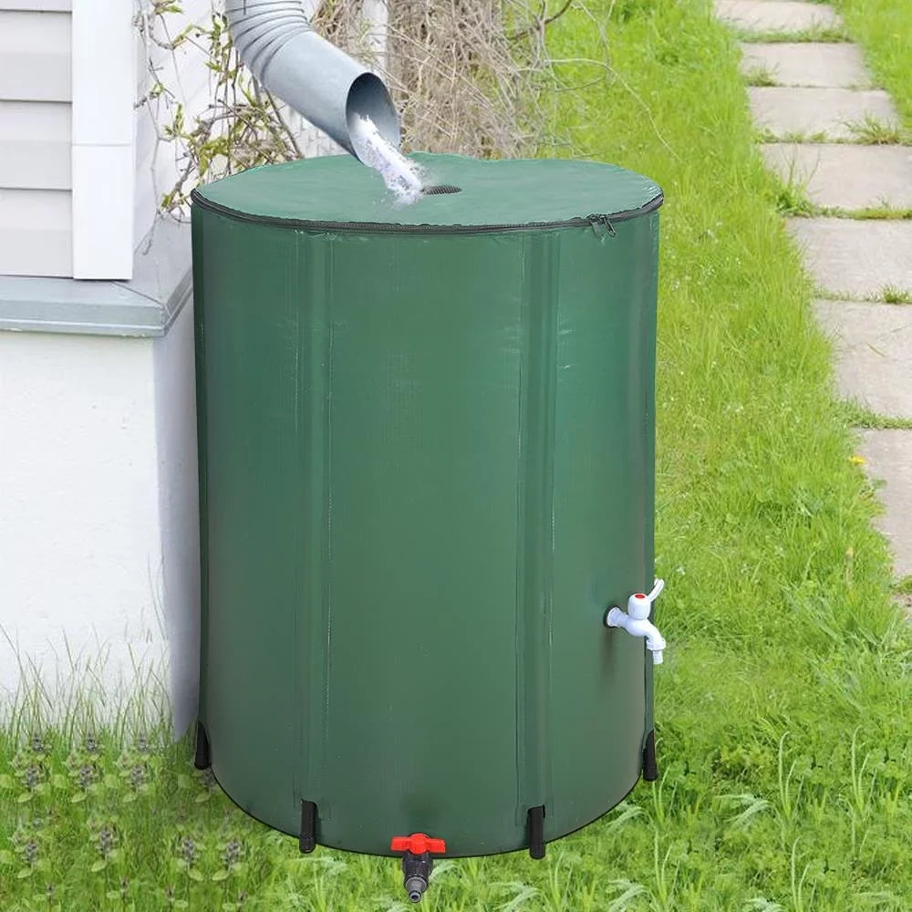 UBesGoo 100 Gallon Collapsible Rain Barrel; Portable Storage Tank; Rainwater Collection System Downspout