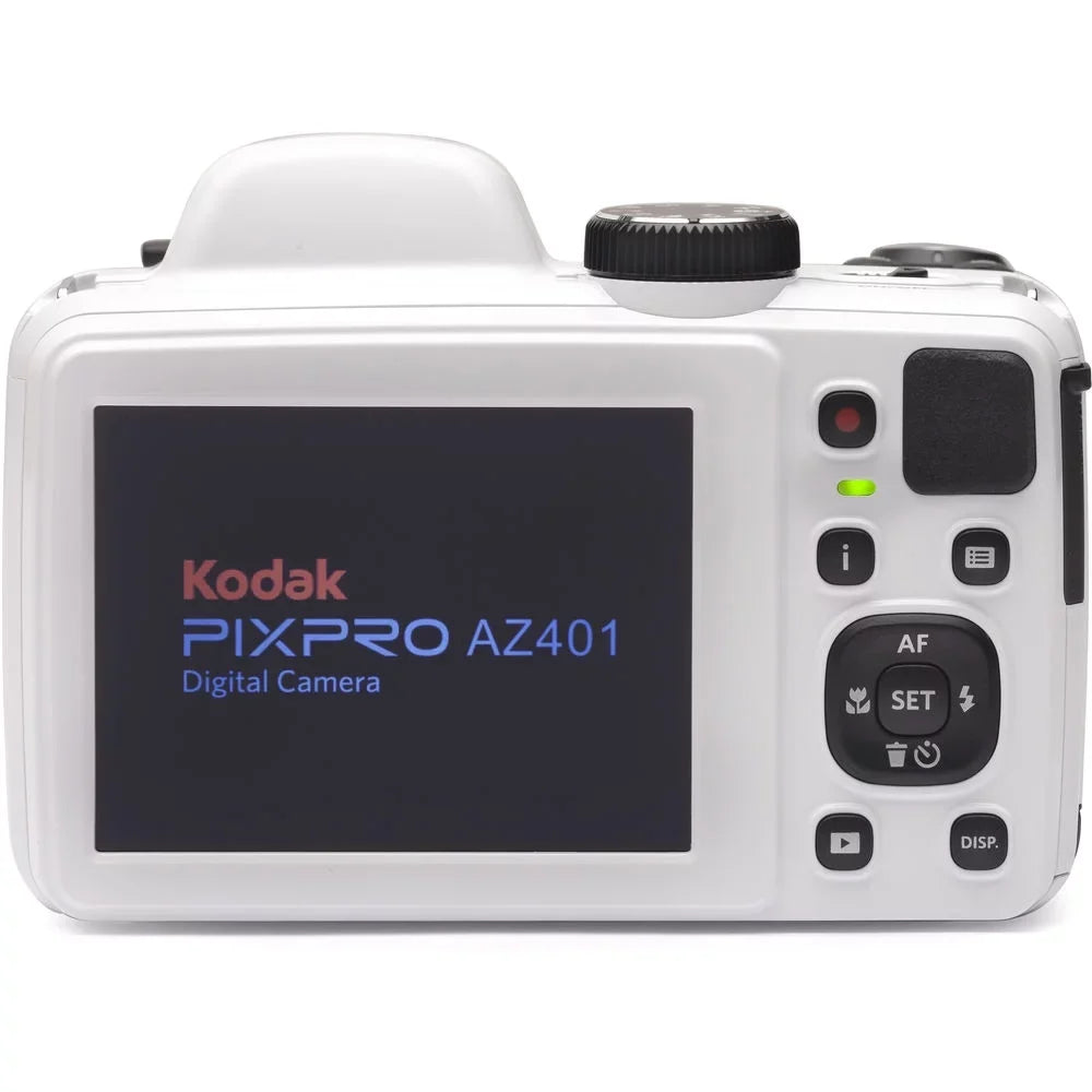 Kodak PIXPRO AZ401 Camera (White) + 1 Yr Warranty +Tripod + Case -32GB Kit
